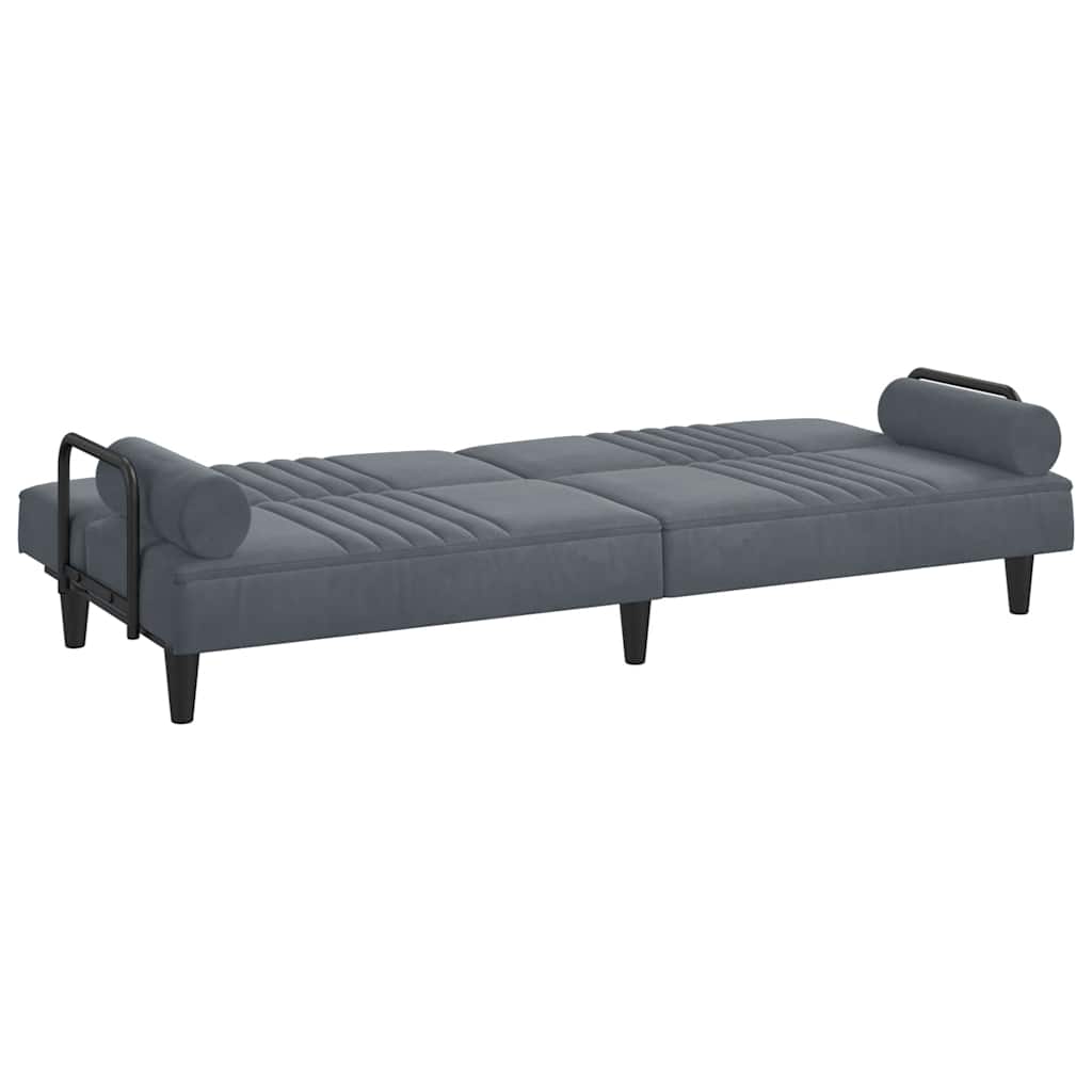 Sofa Bed with Armrests Dark Grey Velvet