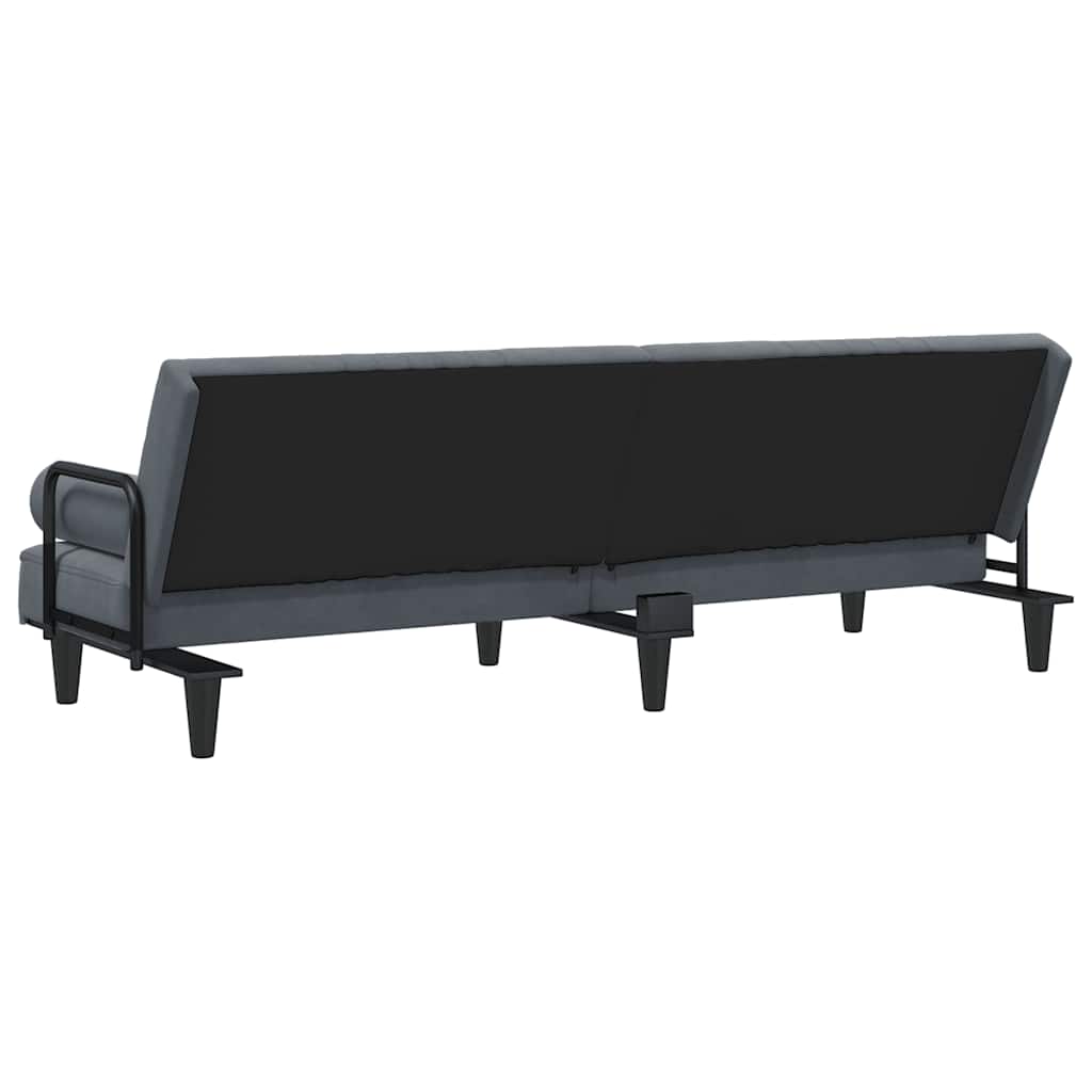 Sofa Bed with Armrests Dark Grey Velvet