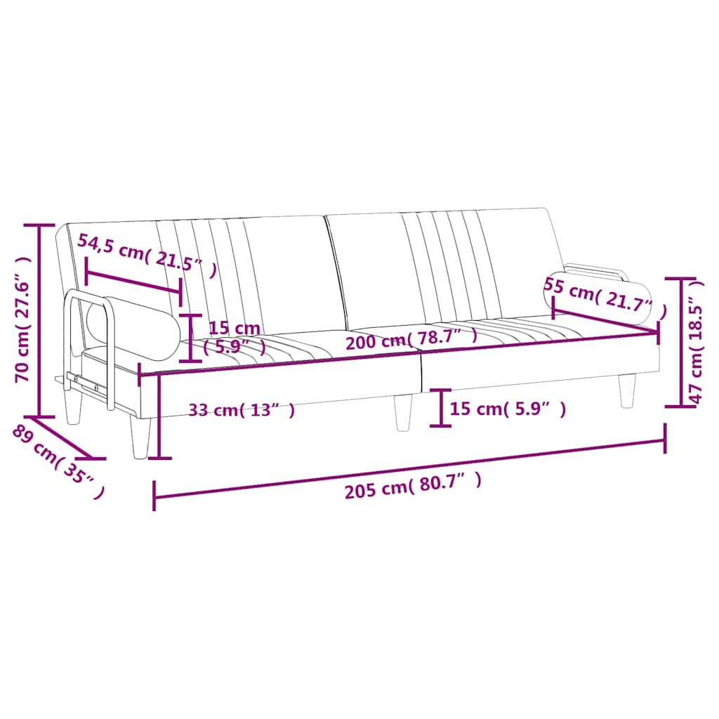 Sofa Bed with Armrests Dark Grey Velvet