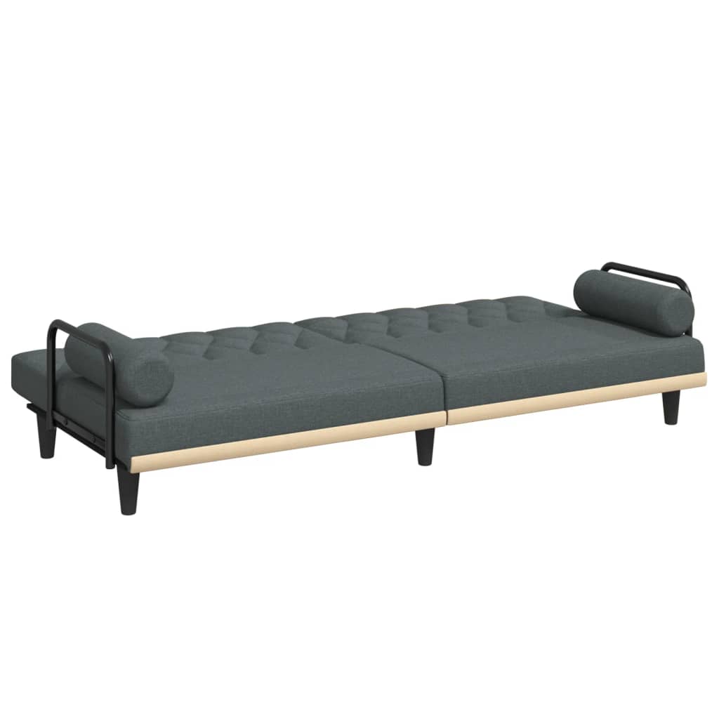 Sofa Bed with Armrests Dark Grey Fabric