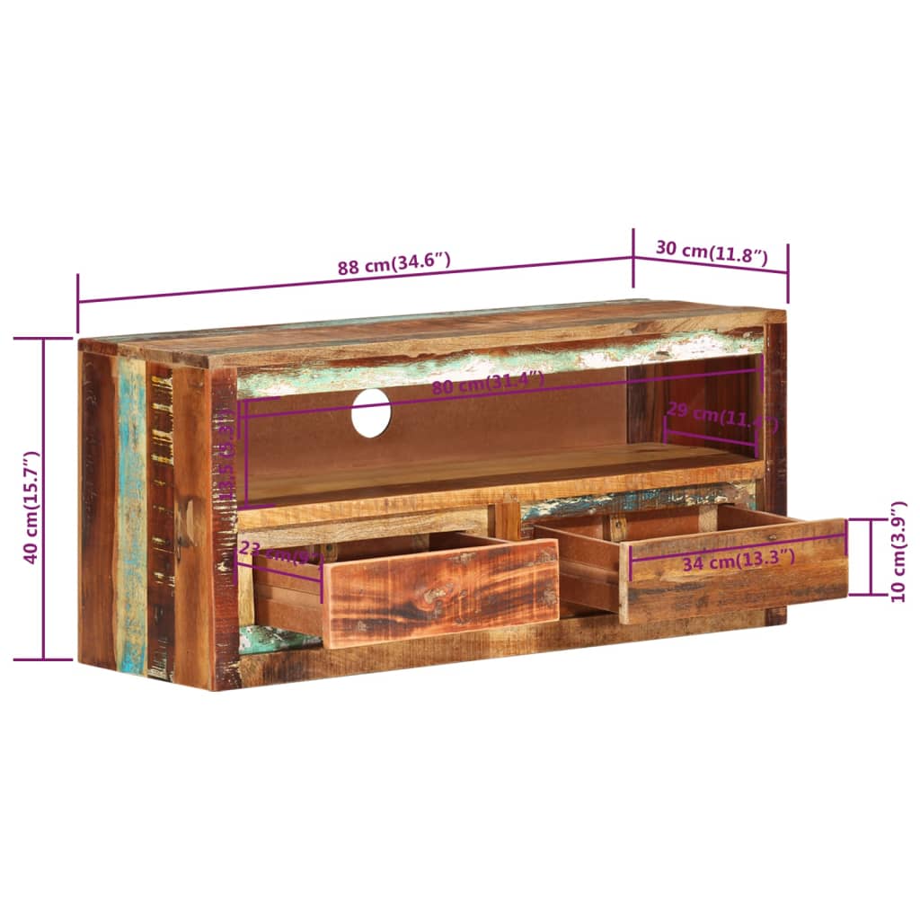 TV Cabinets 2 pcs 88x30x40 cm Solid Wood Reclaimed