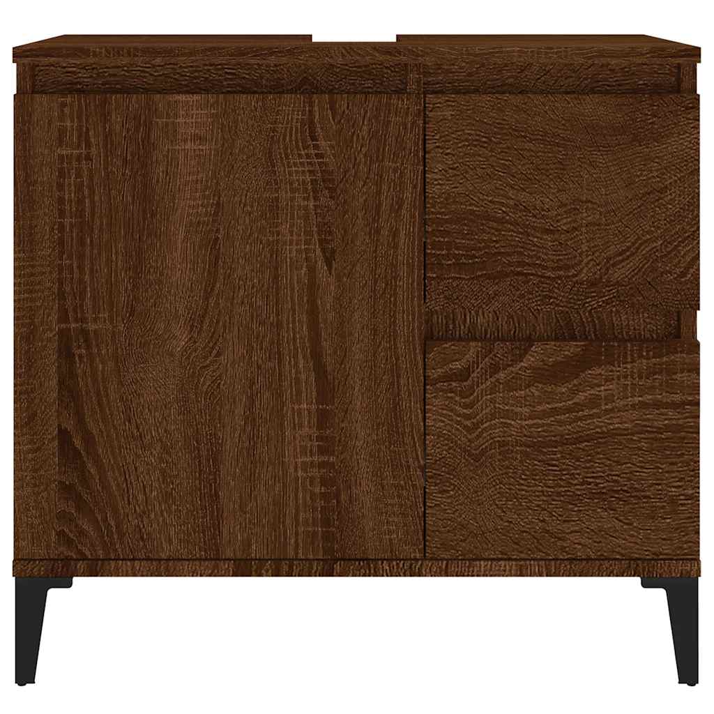 Bathroom Cabinet Brown Oak 65x33x60 cm Engineered Wood