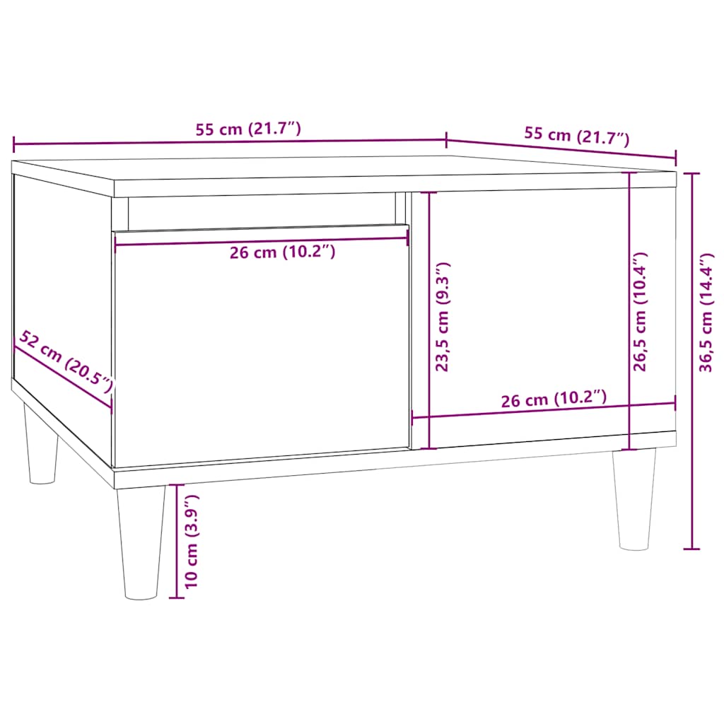 Coffee Table Sonoma Oak 55x55x36.5 cm Engineered Wood