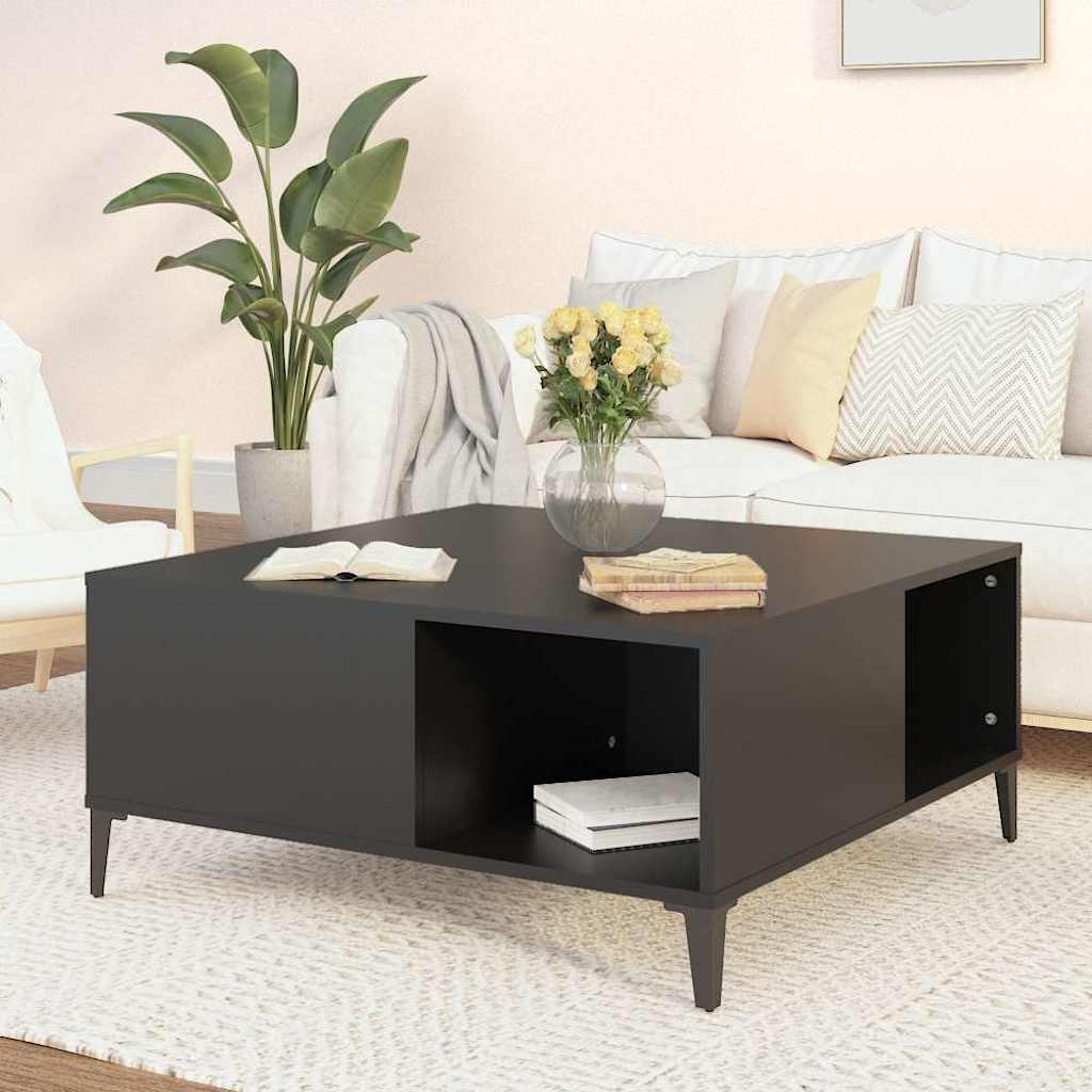 Coffee Table Black 80x80x36.5 cm Engineered Wood