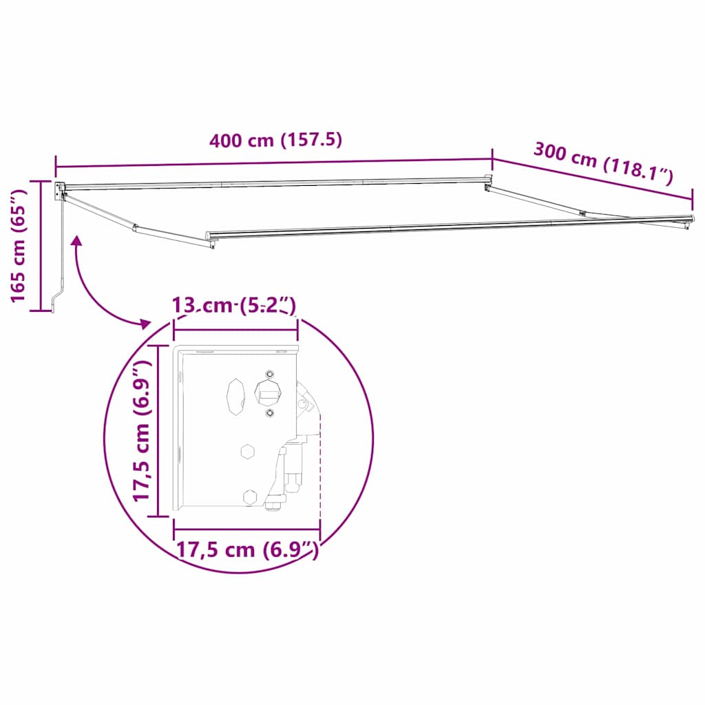 Awning Manual White 4 x 3 m Metal