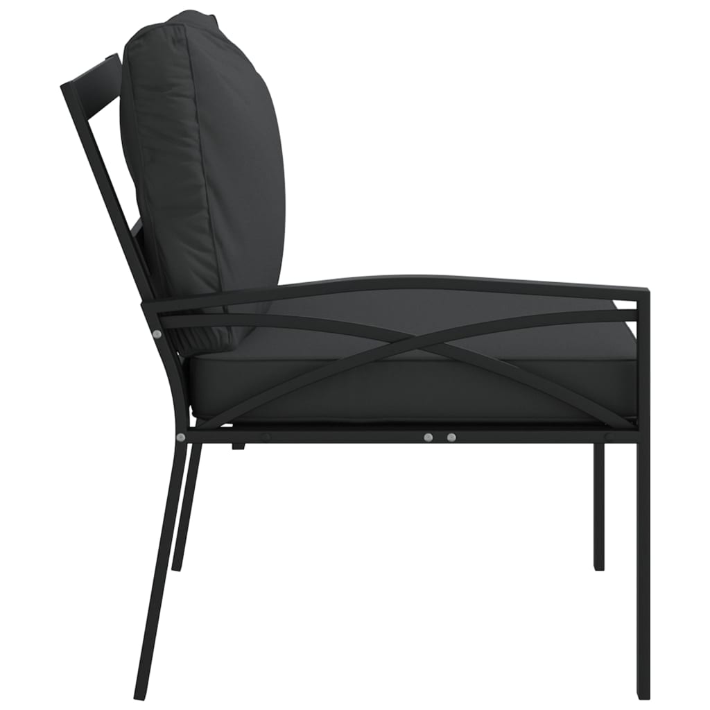 Garden Chairs with Grey Cushions 2 pcs 62x75x79 cm Steel
