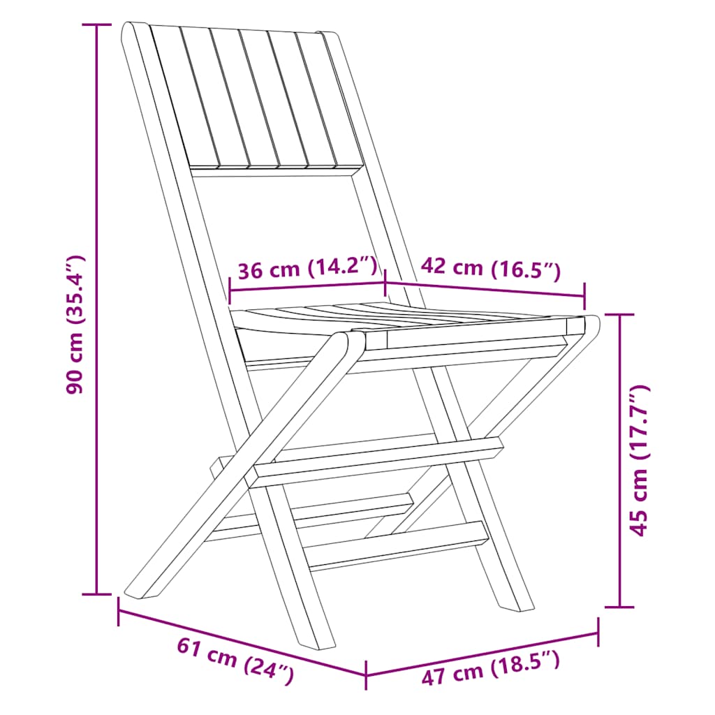 Folding Garden Chairs 2 pcs 47x61x90 cm Solid Wood Teak