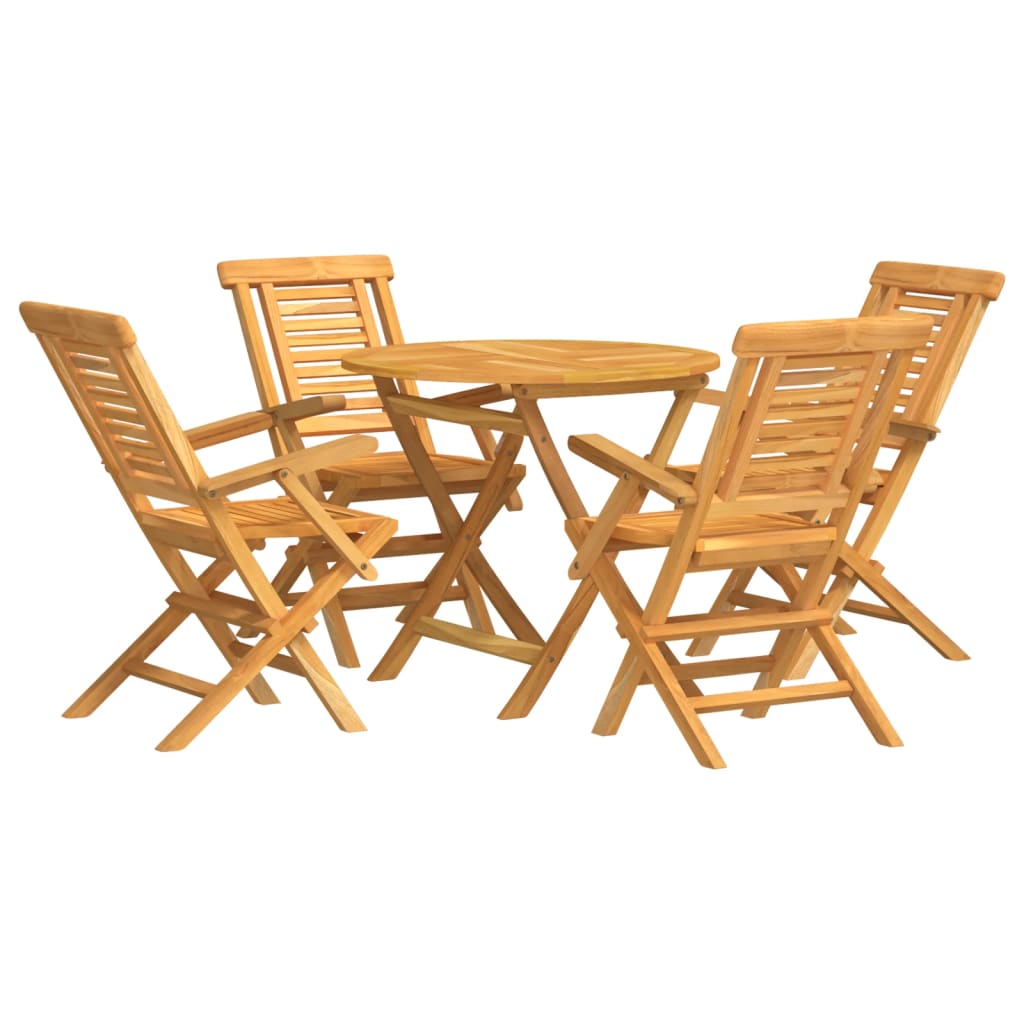 5 Piece Garden Dining Set Solid Wood Teak