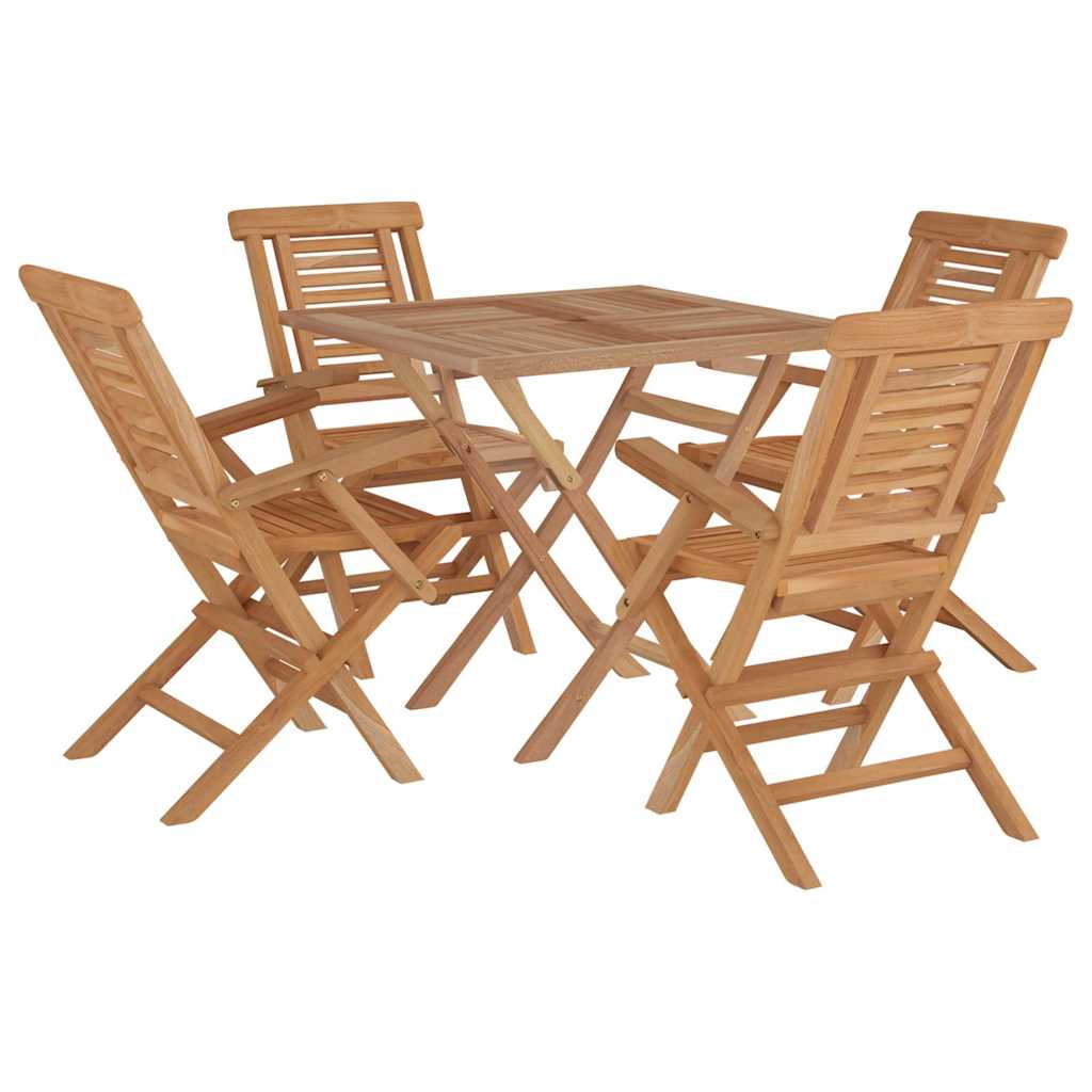 5 Piece Garden Dining Set Solid Wood Teak