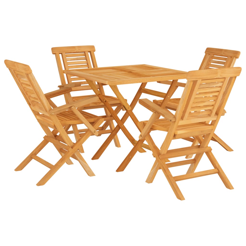 5 Piece Garden Dining Set Solid Wood Teak