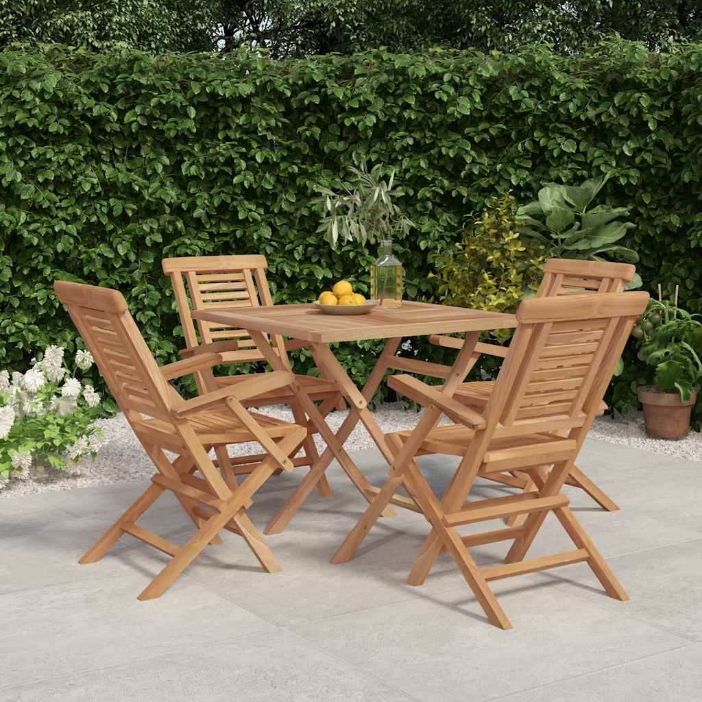 5 Piece Garden Dining Set Solid Wood Teak