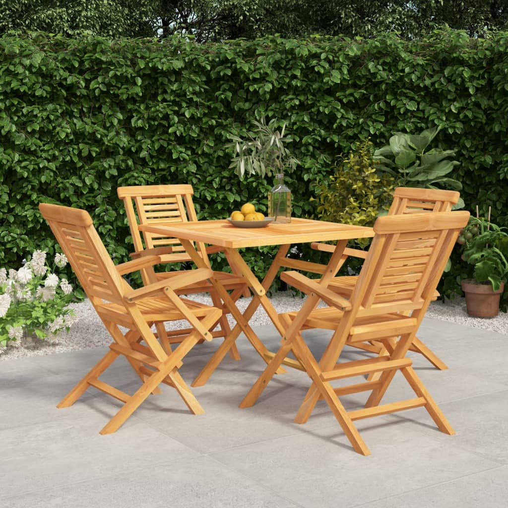 5 Piece Garden Dining Set Solid Wood Teak