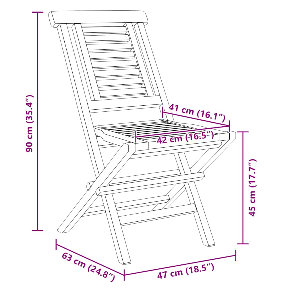 Folding Garden Chairs 8 pcs 47x63x90 cm Solid Wood Teak