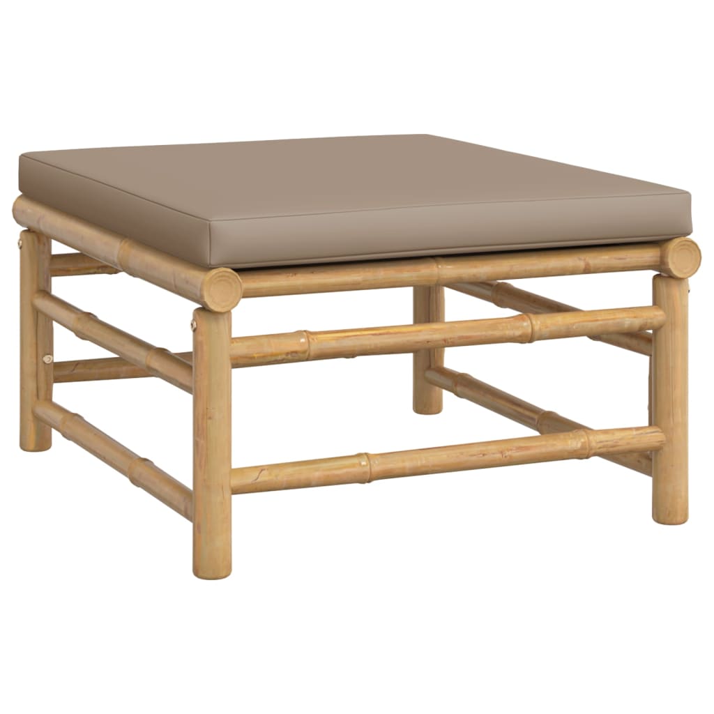 10 Piece Garden Lounge Set with Taupe Cushions Bamboo