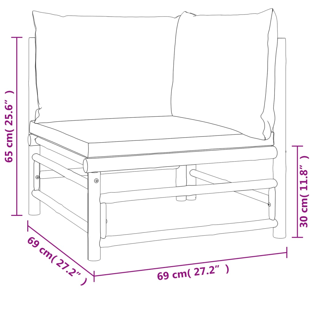 10 Piece Garden Lounge Set with Taupe Cushions Bamboo
