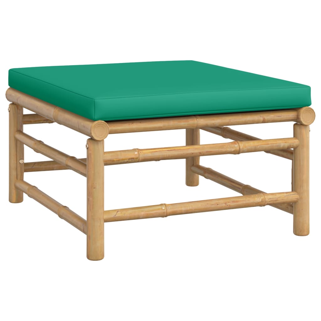 7 Piece Garden Lounge Set with Green Cushions Bamboo