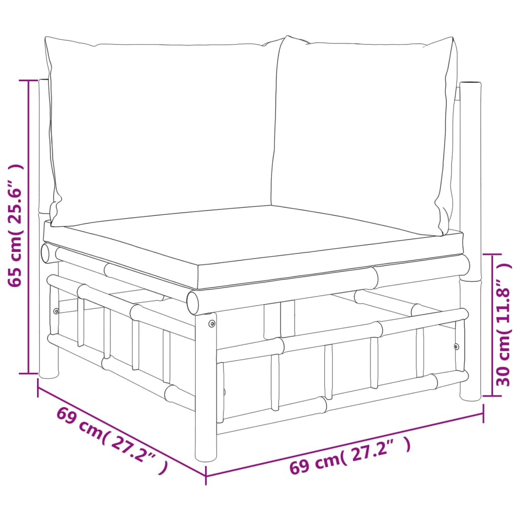 6 Piece Garden Lounge Set with Dark Grey Cushions Bamboo