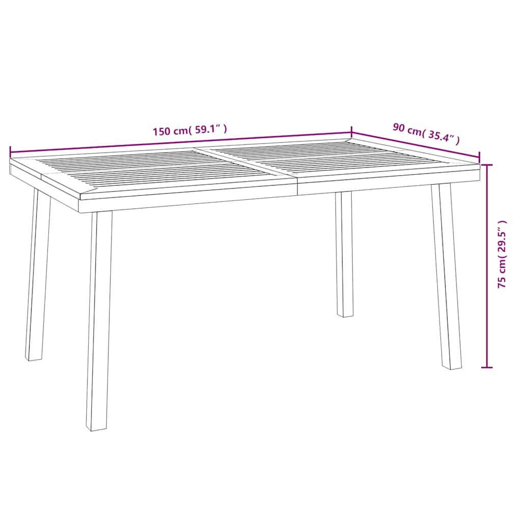 5 Piece Garden Dining Set Solid Wood Acacia and Metal