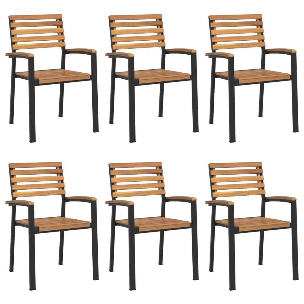 7 Piece Garden Dining Set Solid Wood Acacia and Metal