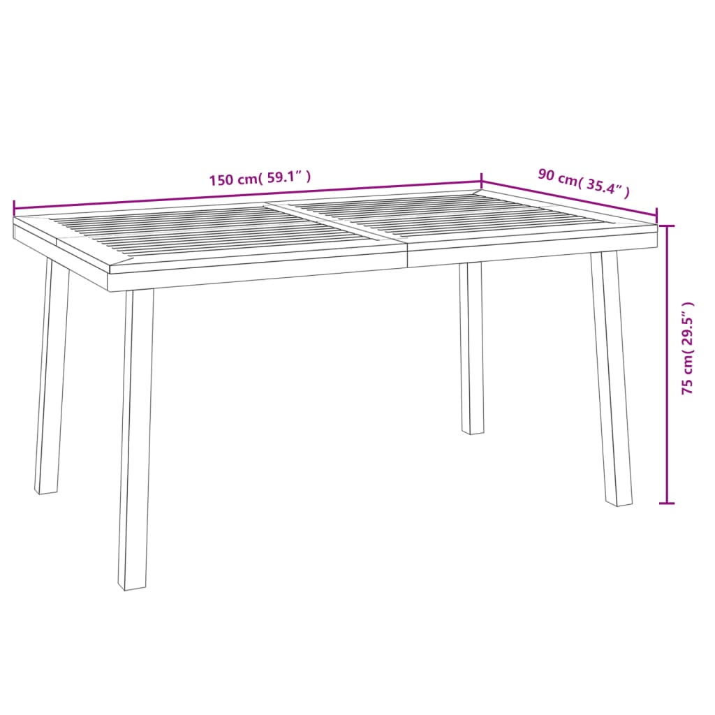 7 Piece Garden Dining Set Solid Wood Acacia and Metal