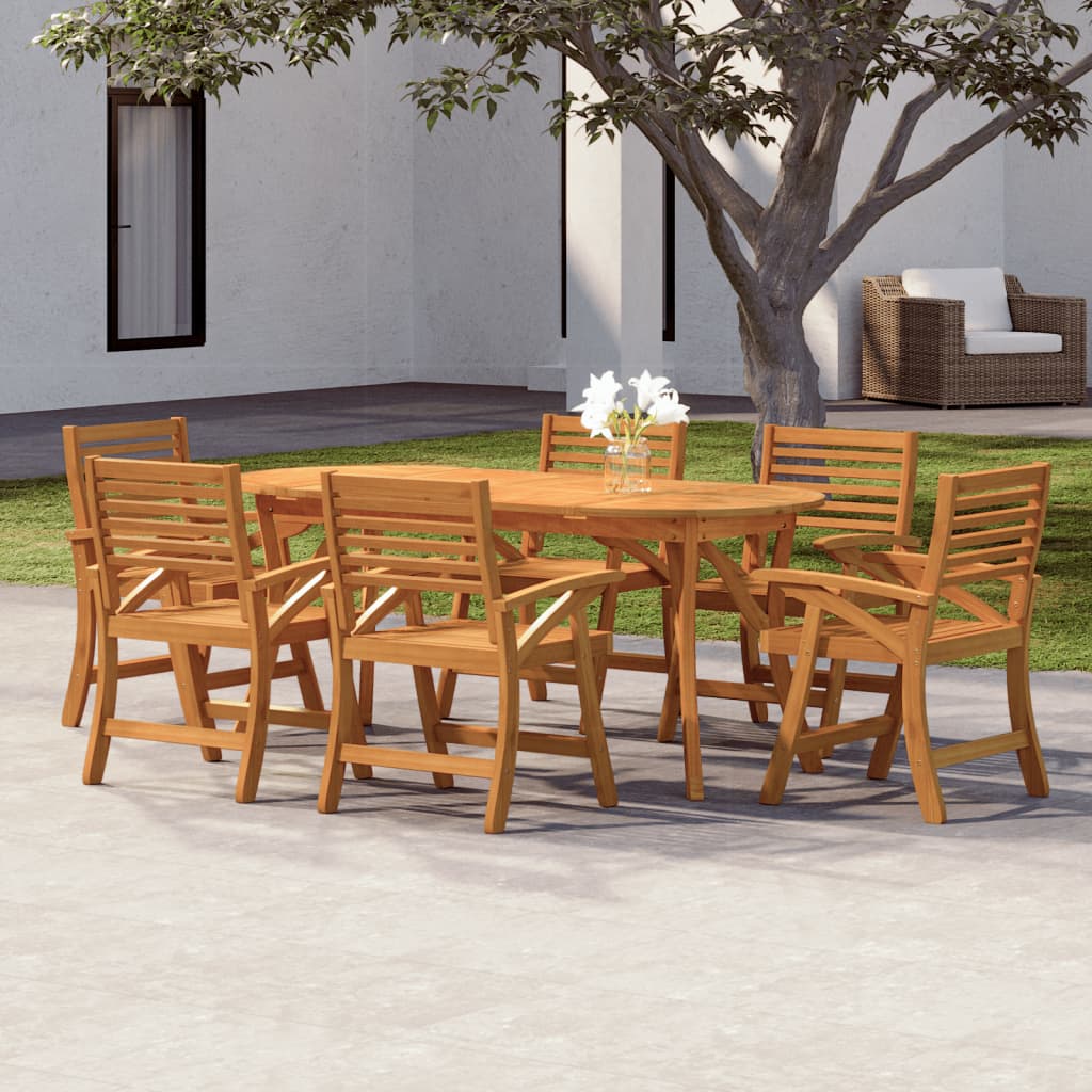 7 Piece Garden Dining Set Solid Wood Acacia