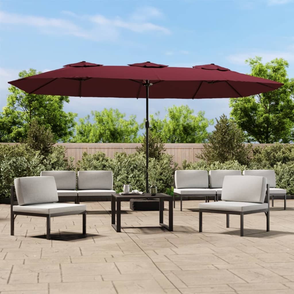 Double-Head Garden Parasol Bordeaux Red 449x265 cm