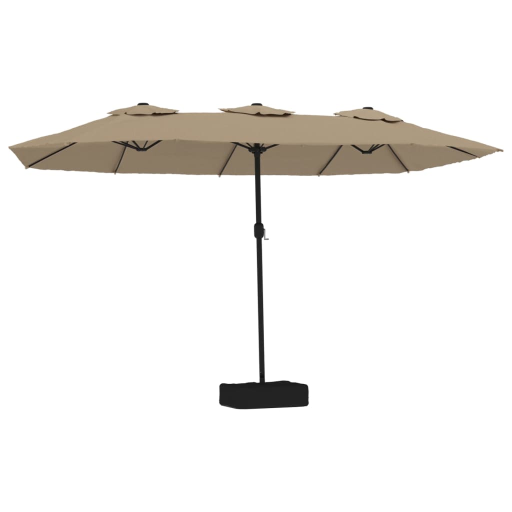 Double-Head Garden Parasol with LEDs Taupe 449x265 cm