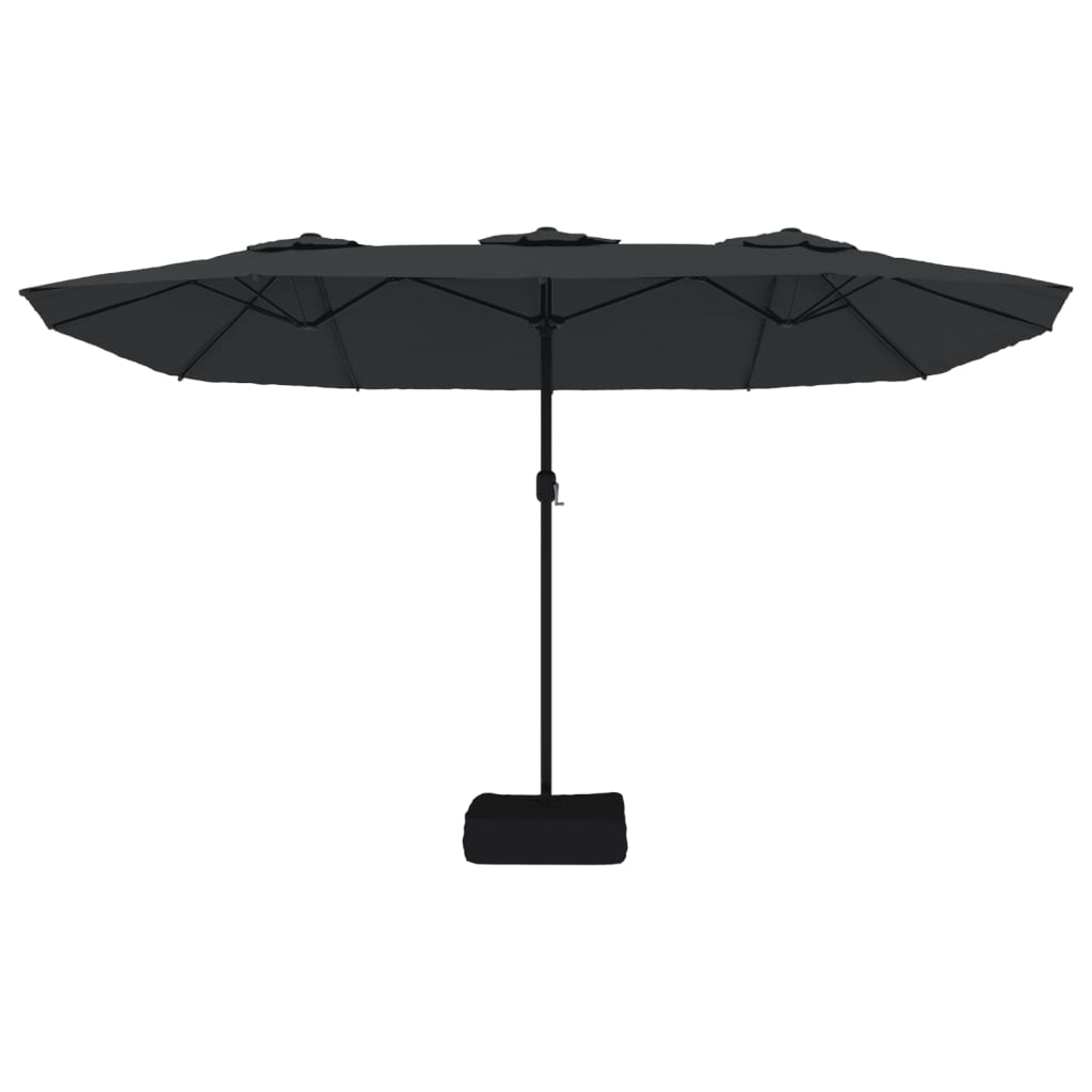 Double-Head Garden Parasol with LEDs Black 449x265 cm