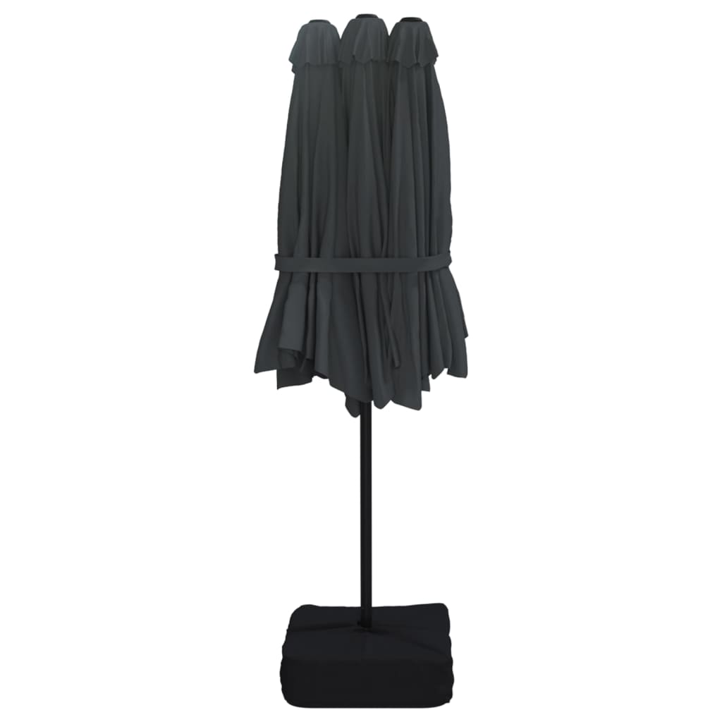 Double-Head Garden Parasol with LEDs Black 449x265 cm