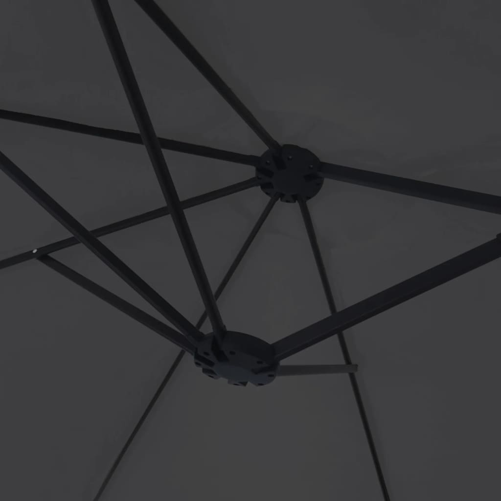 Double-Head Garden Parasol with LEDs Black 449x265 cm