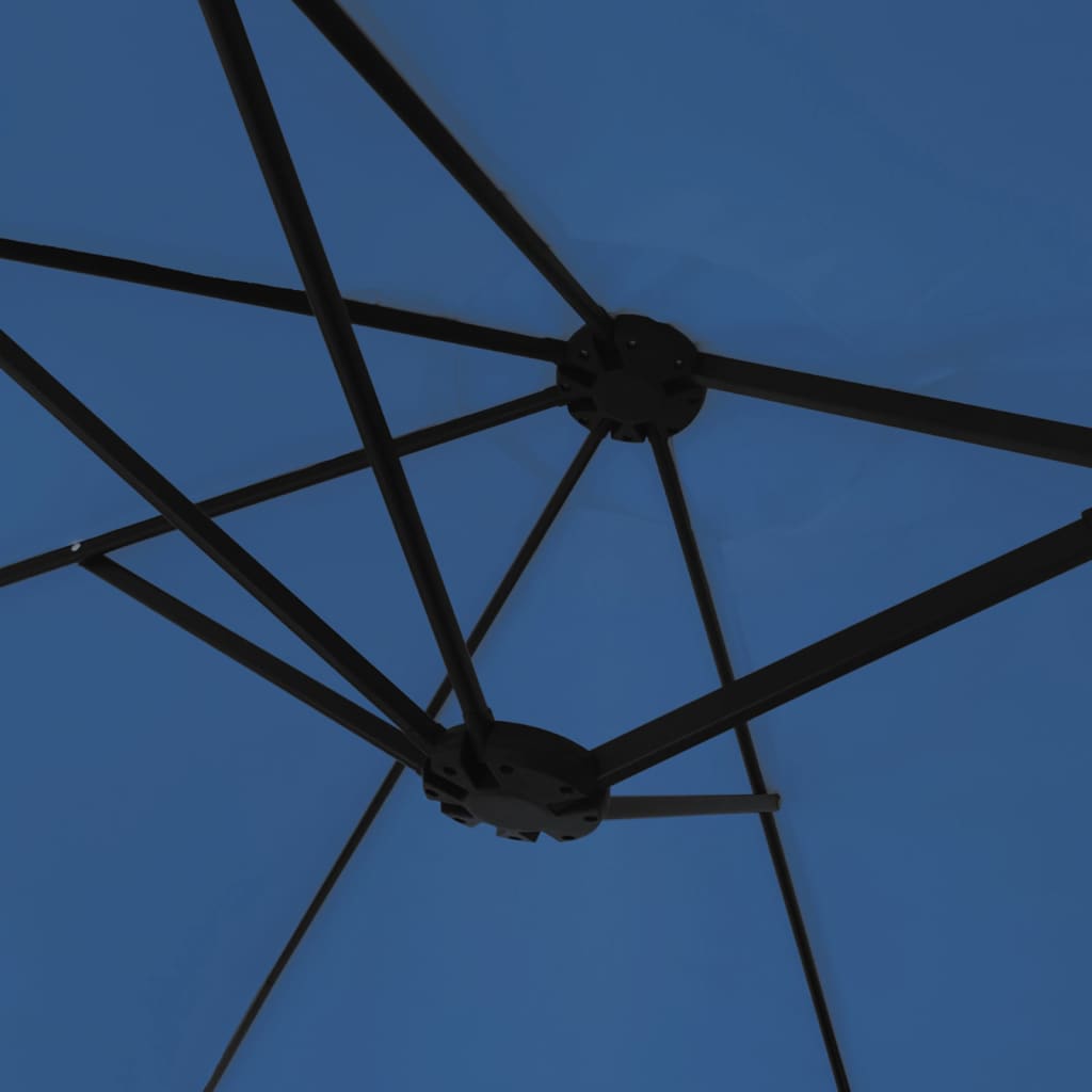 Double-Head Garden Parasol with LEDs Azure Blue 449x265 cm