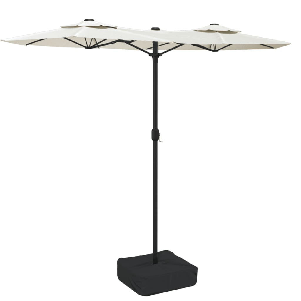 Double-Head Garden Parasol Sand White 316x145 cm