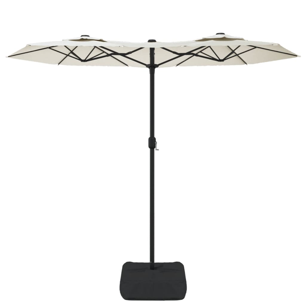 Double-Head Garden Parasol Sand White 316x145 cm