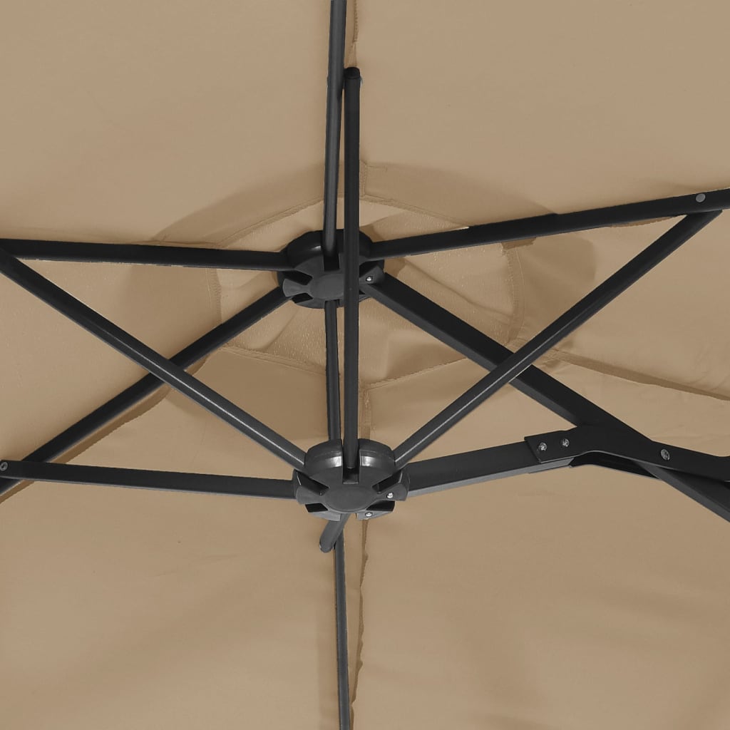 Double-Head Garden Parasol Taupe 316x145 cm