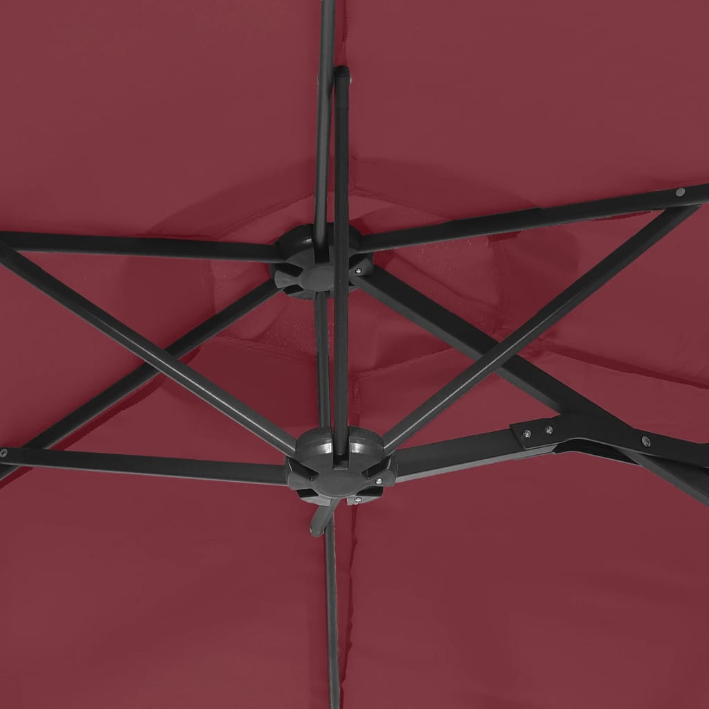 Double-Head Garden Parasol Bordeaux Red 316x145 cm