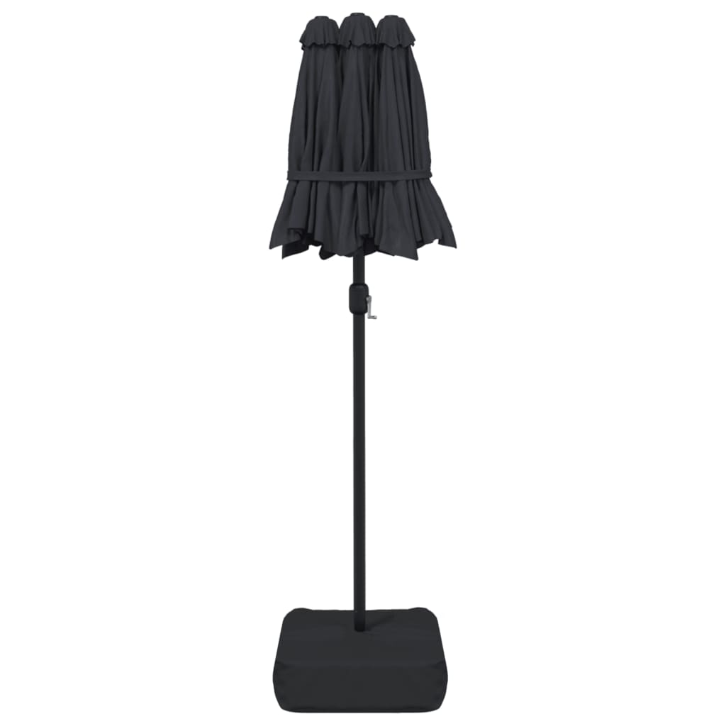 Double-Head Garden Parasol Black 316x145 cm