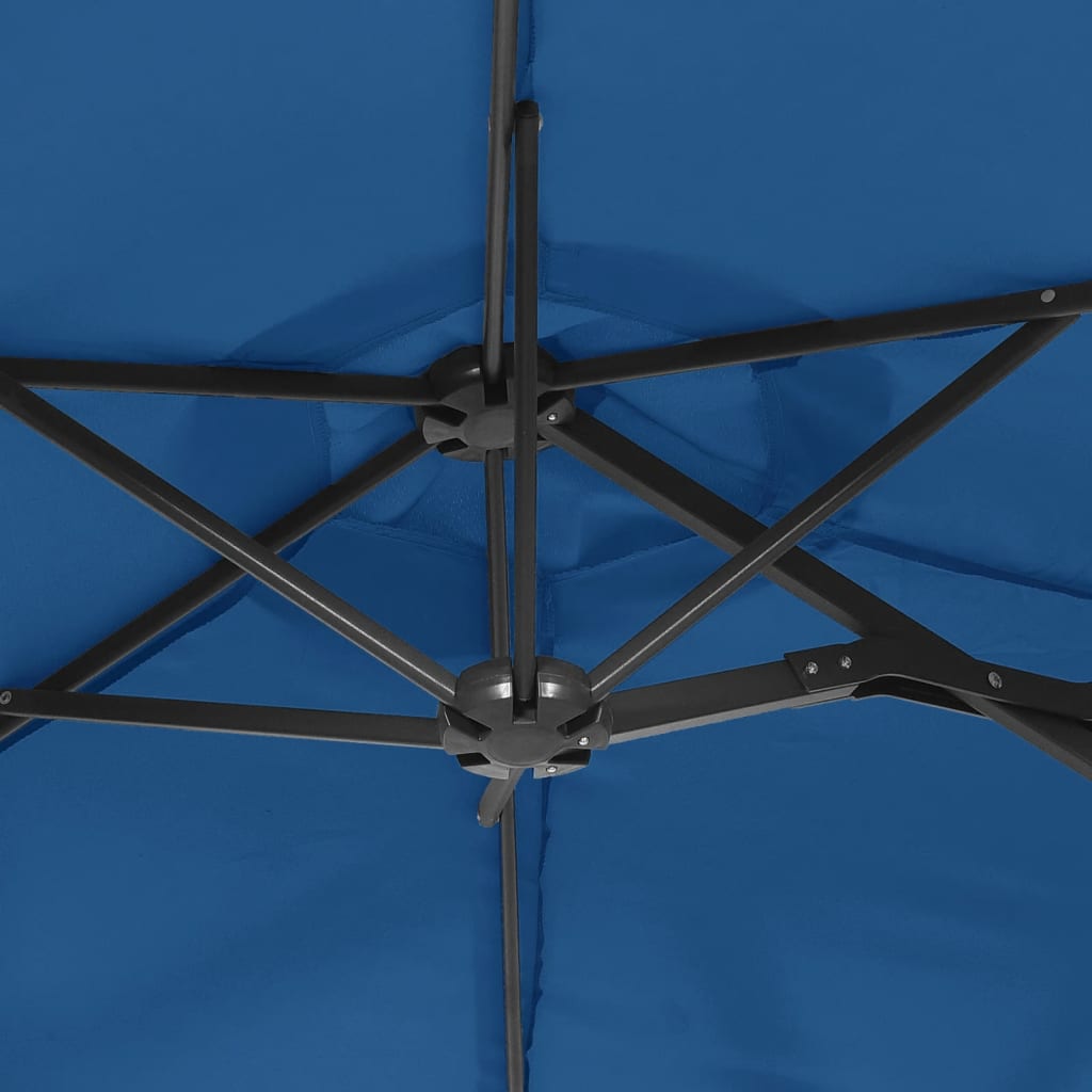Double-Head Garden Parasol Azure Blue 316x145 cm