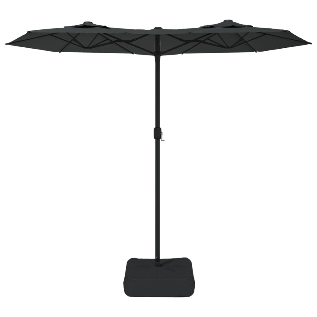 Double-Head Garden Parasol with LEDs Anthracite 316x145 cm