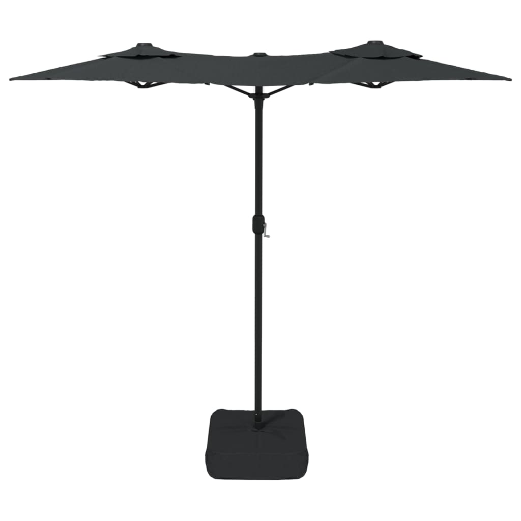Double-Head Garden Parasol with LEDs Anthracite 316x145 cm