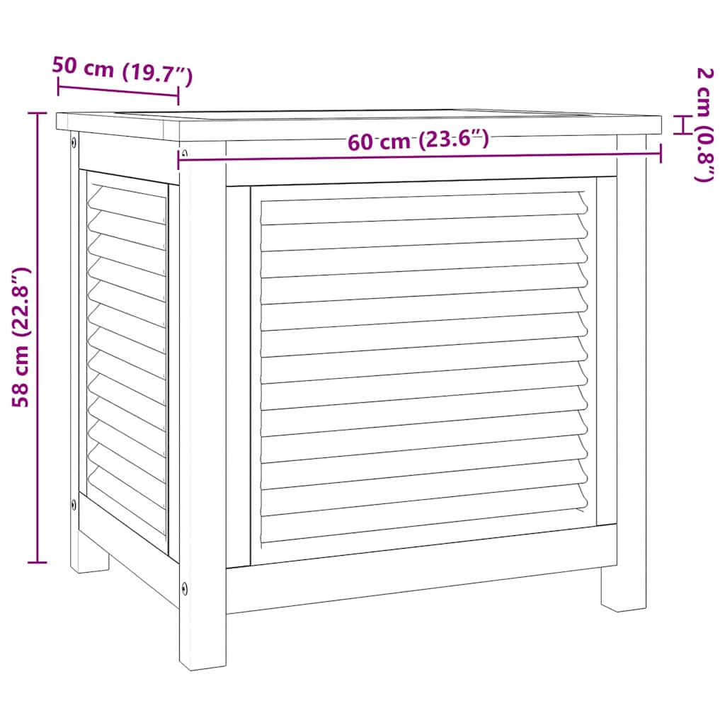 Garden Storage Box with Bag 60x50x58 cm Solid Wood Teak