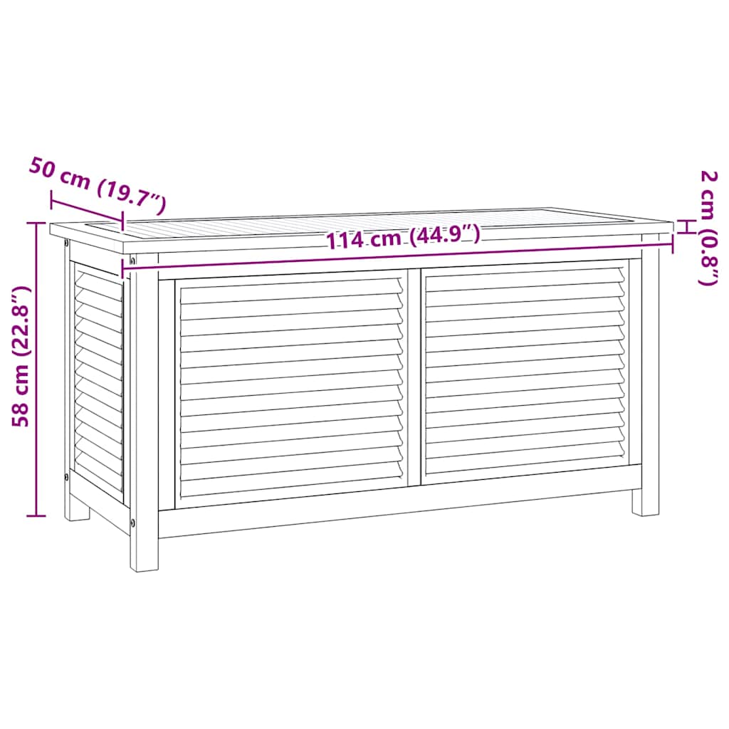 Garden Storage Box with Bag 114x50x58 cm Solid Wood Teak