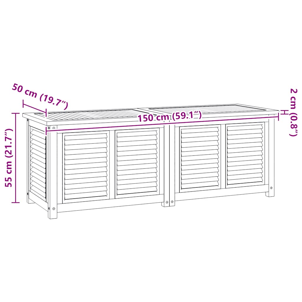 Garden Storage Box with Bag 150x50x55 cm Solid Wood Teak