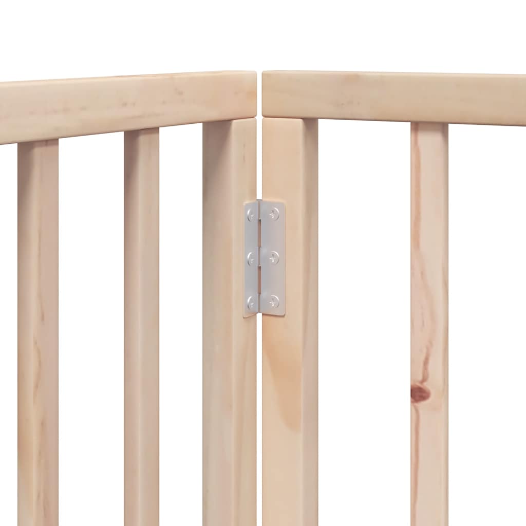 Dog Gate with Door Foldable 8 Panels 640 cm Poplar Wood