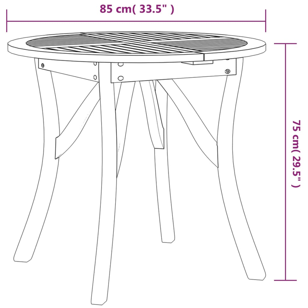 Garden Table ?85 cm Solid Wood Acacia