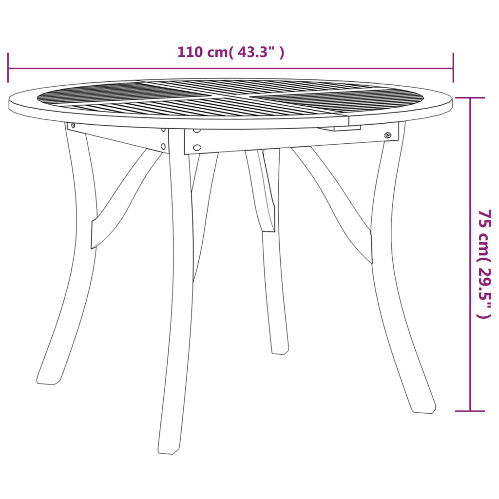 Garden Table ?110 cm Solid Wood Acacia