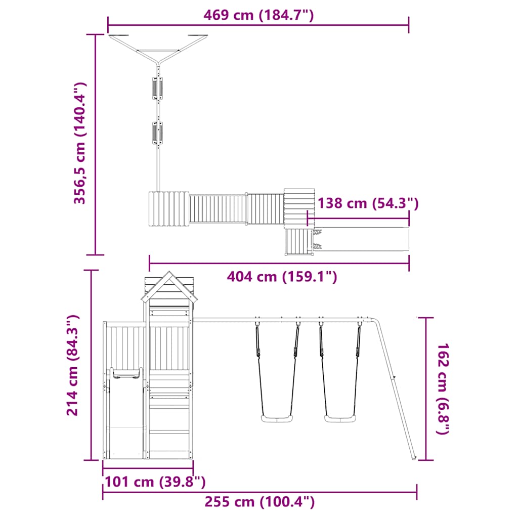 Outdoor Playset Solid Wood Pine