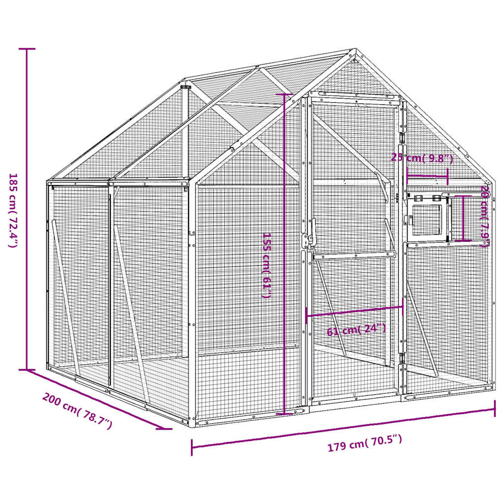 Aviary Silver 1.79x2x1.85 m Aluminium