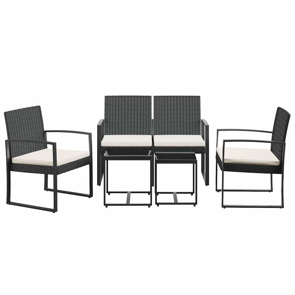 5 piece Garden Dining Set with Cushions Black PP Rattan