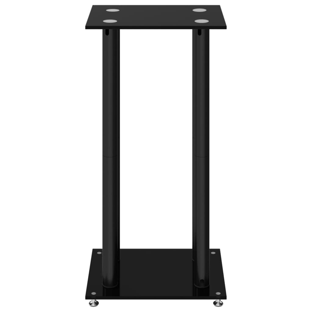 Speaker Stands 2 pcs Black Tempered Glass 4 Pillars Design