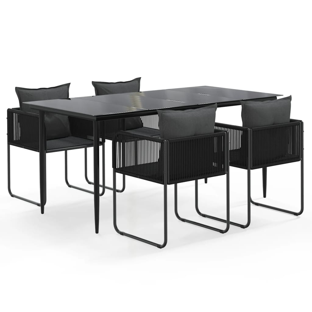 5 Piece Garden Dining Set Black